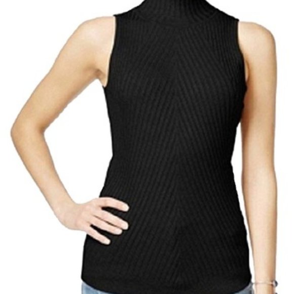 black sleeveless mock turtleneck